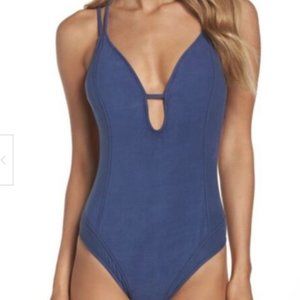 Lucky Brand Suede Blue One Piece Swimwear (Size M)